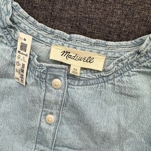 Madewell denim Ruffle trim crop xs